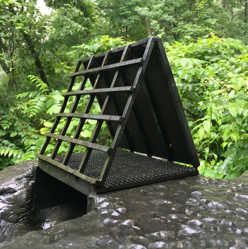 model of Dan Graham's Triangular Bridge Over Water, 1990
